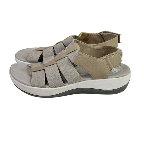 Clarks Cloudsteppers Sandals Womens 6.5 M Taupe Tan Arla Shaylie Open Toe Shoes - Picture 1 of 12